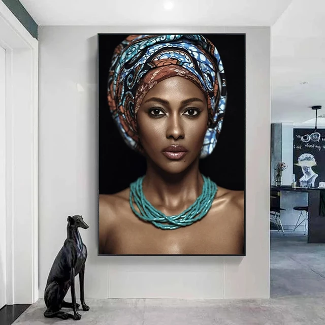 Woman With Indian Headband Painting Printed on Canvas 10