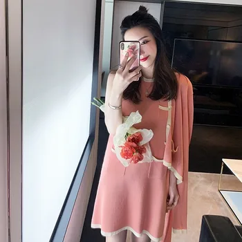 

CXFS 2020 New Spring Two Piece Set Off Shoulder Sleeveless O-Neck Mini Dresse Women Set Female Single Breasted Cardigans Coat