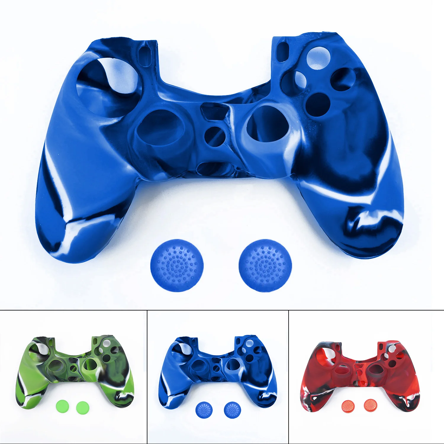 Мягкий силиконовый чехол Camou, защитный чехол для консолей, чехол для playstation 4 PS4 контроллер+ 2 шт. колпачок для джойстика