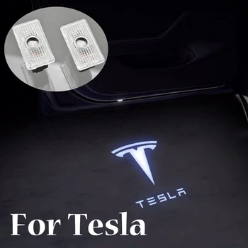 

For Tesla Model S Model X MODEL 3 2017 2018 2019 2 Pieces Car Door Welcome Light car Accessories Wireless Ghost Shadow Lamp