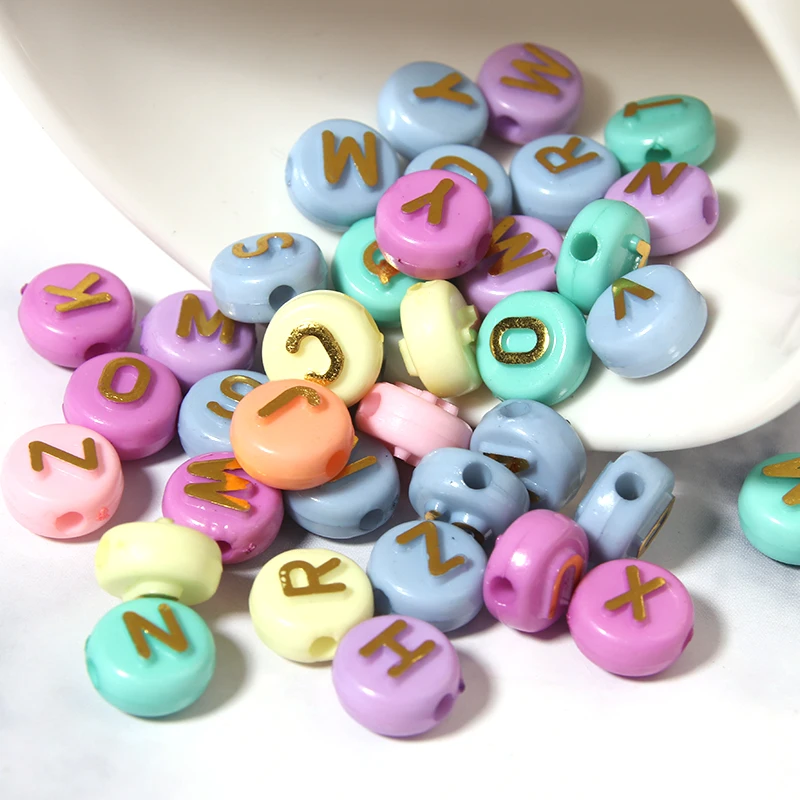 100Pcs Acrylic Flat Letter Beads Alphabet Round Smile Spacer Loose Bead For  Diy Jewelry Bracelet Charm Supplies