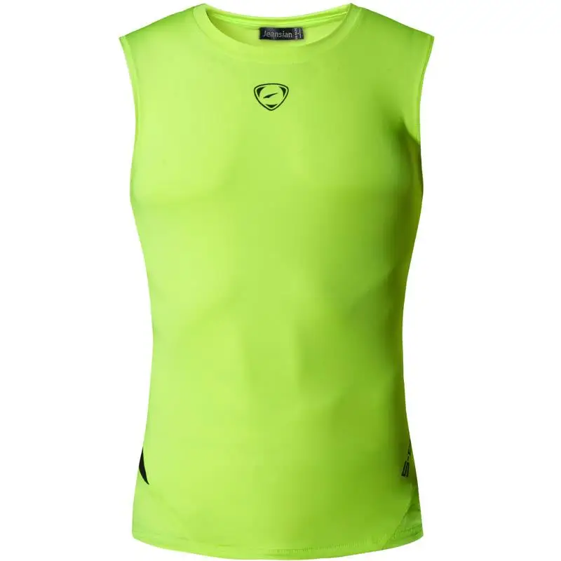 

jeansian Sport Tank Tops Tanktops Sleeveless Shirts Running Grym Workout Fitness Slim Compression LSL208 GreenYellow