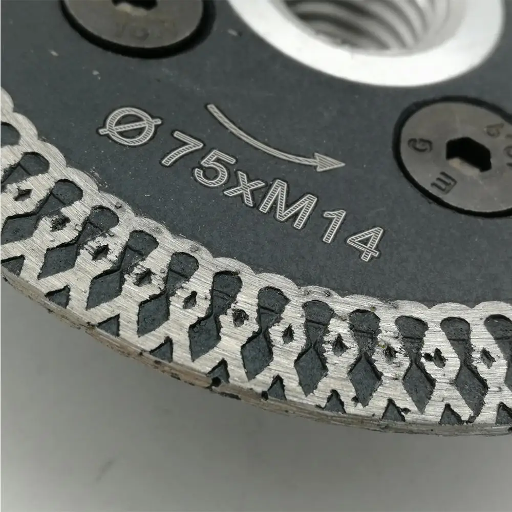 DIATOOL 2 pcs 75mm Hot pressed mini mesh turbo rim diamond engraving saw blades with removable M14  flange