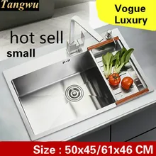 Роскошная кухонная ручная раковина одинарная мойка для посуды 304 из нержавеющей стали, модная Горячая, 50x45/61x46 см