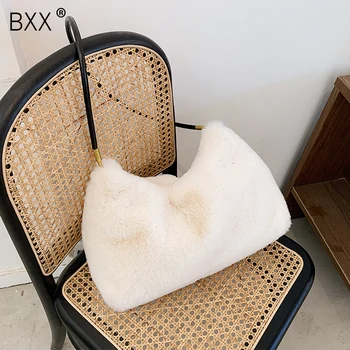 

[BXX] Faux Fur Bags For Women 2020 Winter Soft Small Crossbody Shoulder Bag Brand Design High Capacity Handbags and Purses HP290