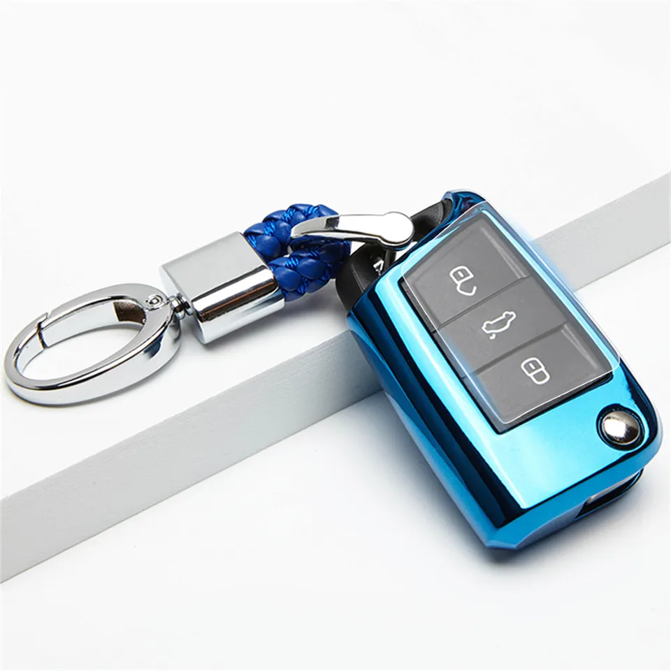 Чехол из ТПУ для автомобильных ключей, чехол для Seat Leon ibiza Skoda Octavia Volkswagen VW Golf 6 7 MK7, защитный брелок-ракушка для ключей