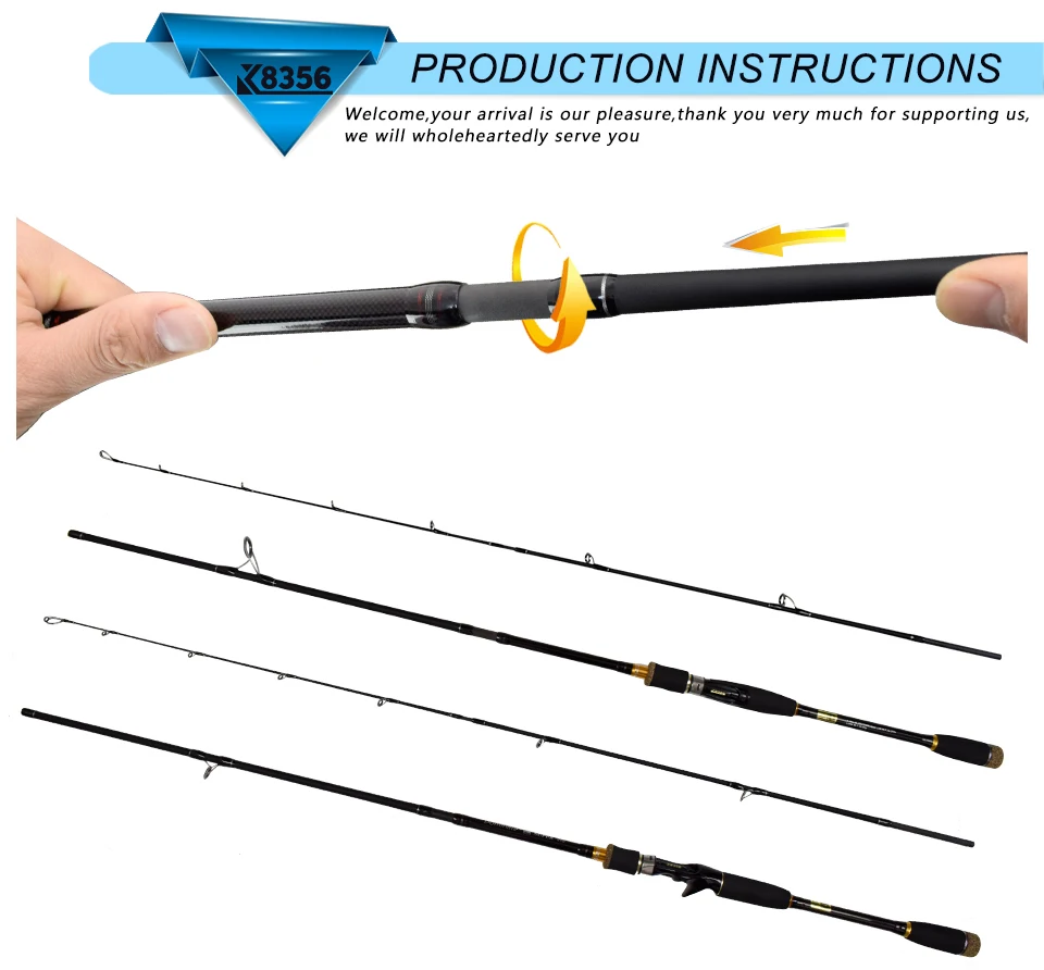 K8356 99%Carbon Lure Rod 4 Section CastingSpinning Fishing Rod 1.8 2.1 2.4 2.7 3.0m Travel Stitching Saltwater Pole Fish Tools(19)