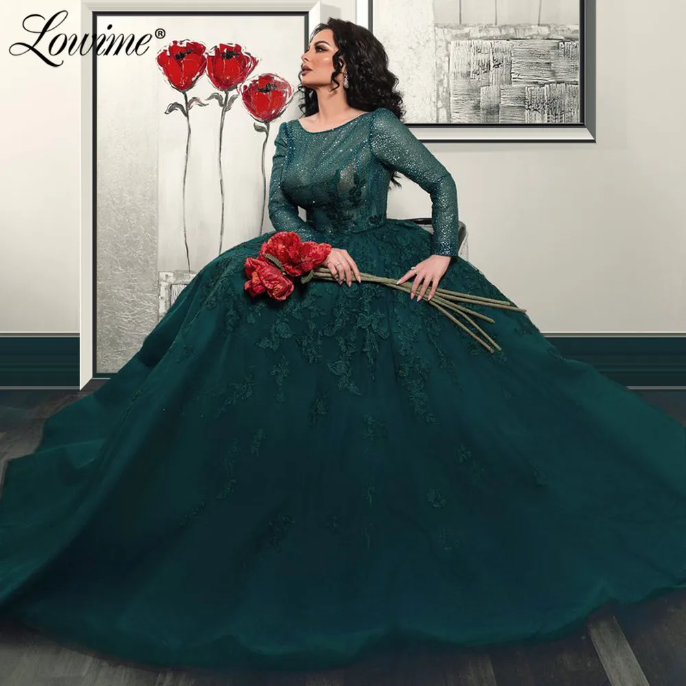 

Custom Dubai Design Green Evening Gown Formal Dress 2020 Applique Backless Turkish Islamic Party Dress Aibye Prom Dresses Robe