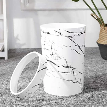 

CSS Bathroom Trash Bin Creative Marble Lidless Garbage Can Trash Can Household Container Wastebasket for Home or Office