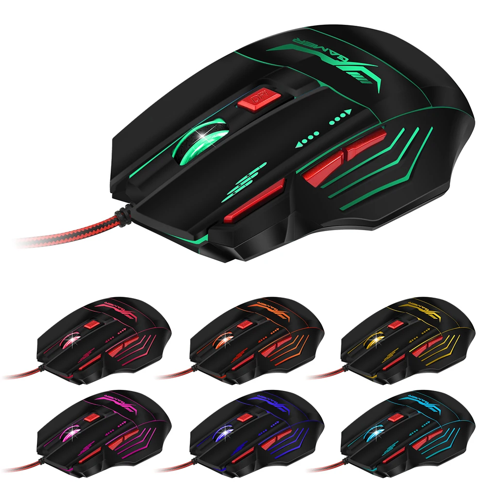 Проводная игровая мышь USB 3200 dpi оптическая Эргономика геймерских портативных ПК мышей для игровых профессиональных плееров