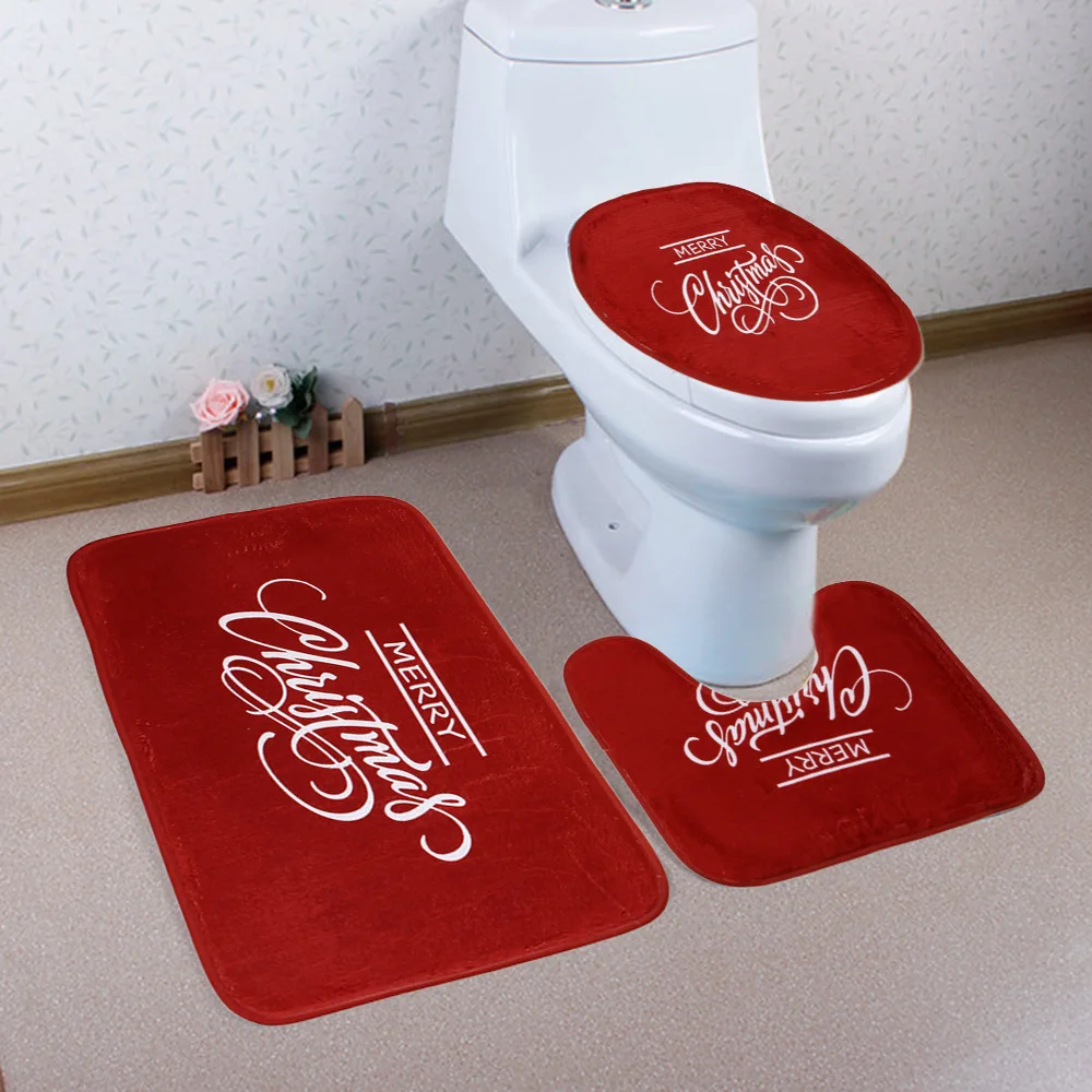 Christmas bath mat 5 Wc, сиденье для унитаза, подарки на Рождество, коврик для ванной комнаты туалетный коврик туалет Tapa украшения Рождественские Ванная комната Тампа De ВАСО Sanitario 3 шт./компл - Цвет: Christmas bath mat 5