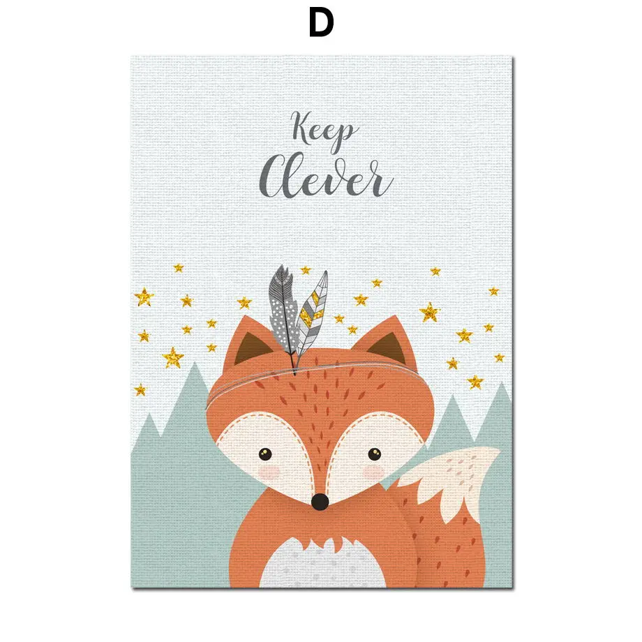 Bear-Rabbit-Fox-Deer-Nursery-Wall-Art-Canvas-Painting-Cartoon-Nordic-Posters-And-Prints-Wall-Pictures (6)