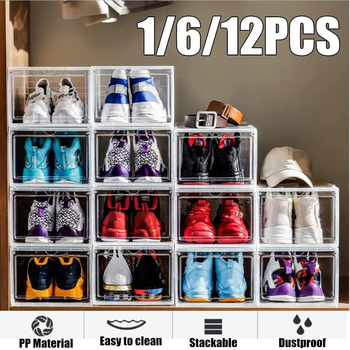 

Shoes Rack 1PC Shoe box Thickened dustproof Shoe Boxes Storage Organizer Combination Shoe Cabinet Clamshell Shoes Drawers