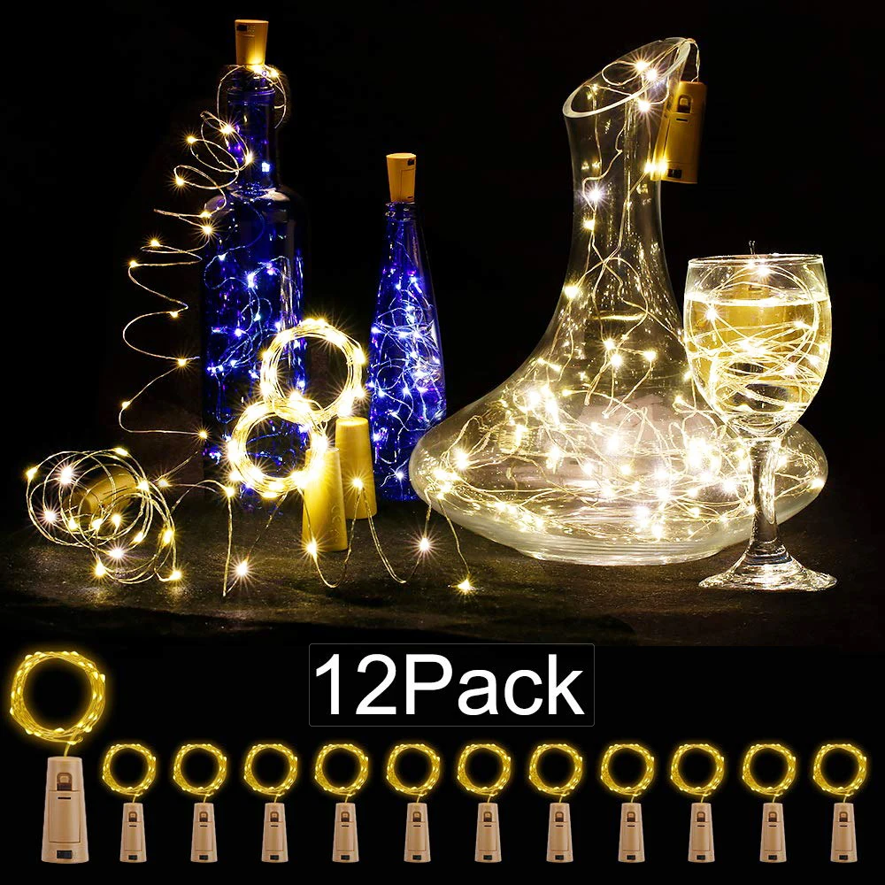 

DIY String Light led Wine Bottle with Cork 20 LED Bottle Lights Battery for Party Weddings Christmas Decoration Warm White