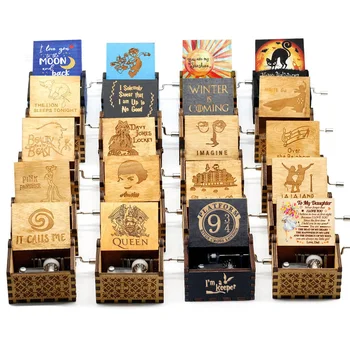 

Halloween Wooden Hand-cranked Music Box Queen Bohemian Rhapsody Music Box New Year Gift Present You are My Sunshine Musical box