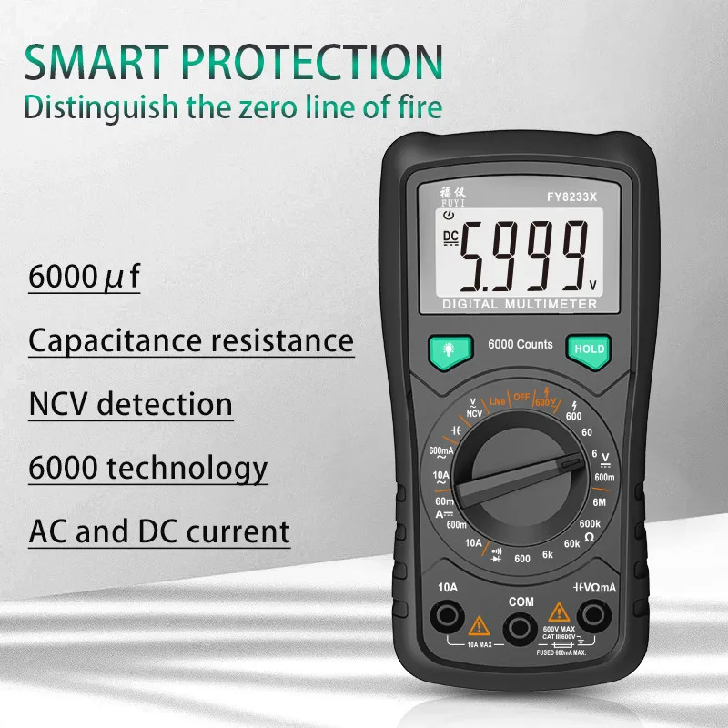 Цифровой мультиметр Mastfuyi FY8233S FY8233X 6000 отсчетов высокоскоростной диапазон емкость