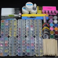 12 штук в 10 коробках, порошок для ногтей, акриловый блестящий порошок, набор для маникюра, Гель-лак для ногтей, украшение, кончик для ногтей, Гелевая Кисть, набор инструментов