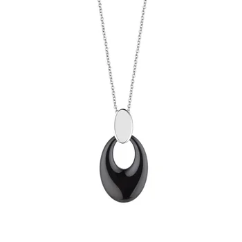 

Fashion Circle 925 Sterling Silver Ceramic Pendant Necklace Pendant For Women Black White Women Ceramic Necklace