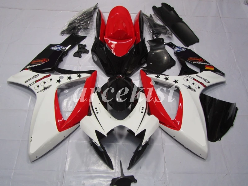 4 подарки ABS мотоцикл обтекатели комплект подходит для Suzuki GSX-R 600 750 2006 2007 06 07 GSXR600 GSXR750 черный красный белый