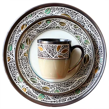 

European-Style Retro Ceramic Tableware Creative Plate And Bowl Cup Set Household Rice Bowl Salad Bowl Plate Breakfast Water Cup