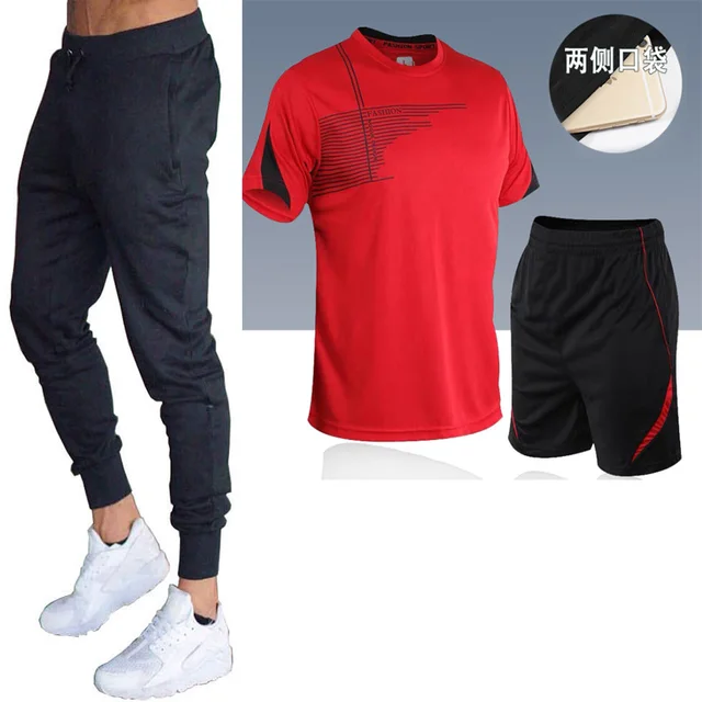 men's set  sportswear kit short sleeve sports sport shirt men running 2pcs suit for soccer gym fitness men t-shirts+shorts sets LJL-5
