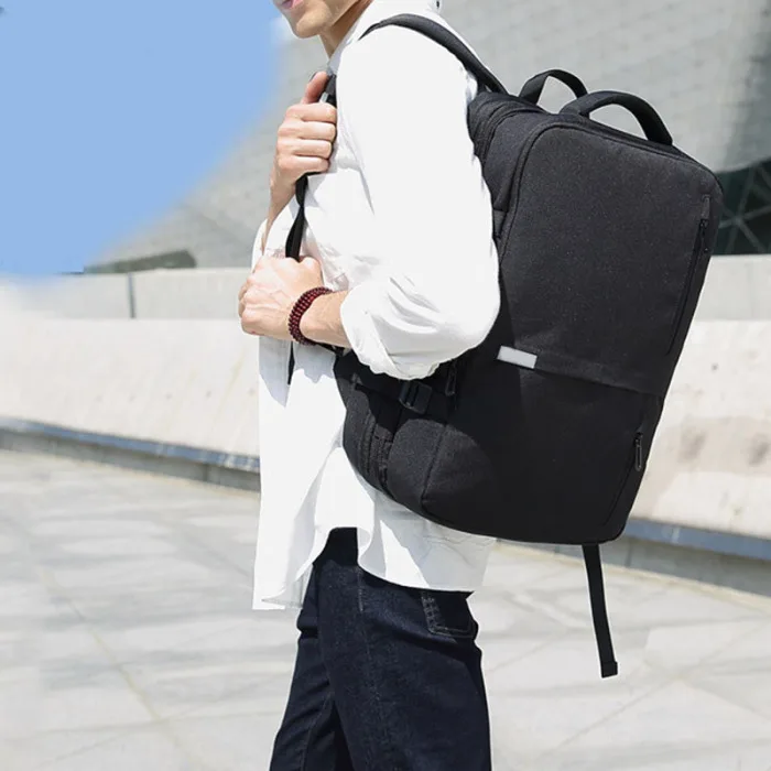 Men Stretchable Backpack Large Capacity with USB Charging Port Knapsack for Travel Outdoor O66