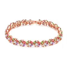Новинка, Модный женский браслет с подвесками, розовое золото, цветной листовой циркон, браслеты, браслет для девушек, вечерние ювелирные изделия, подарок