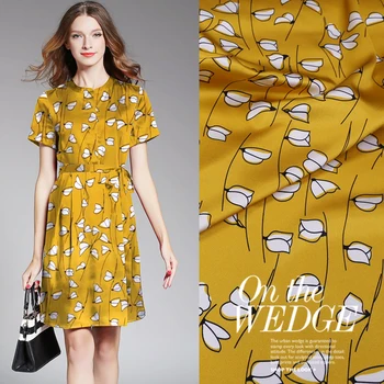 

Dot Digital Printed Diy Sewing Free Shipping Sale Summer New 19Momme 140cm Wide 93%silk 7%spandex Charmeuse Fabric for Dress