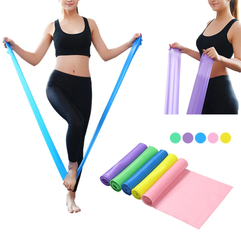5XElastic Resistance Bands Yoga Stretch Belt Exercise Gym Fitness Workout Physio