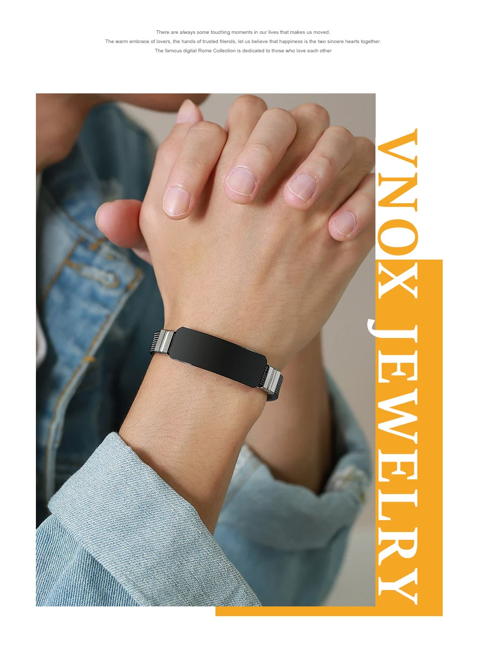 Vnox personal isierte Zitate Armbänder für Männer, anpassen Icons Logo Edelstahl Armreif, Unisex Silikon band, sanfte Papa Geschenk – Detail 4