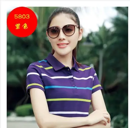 5803 purple Женское летнее короткое Спортивное поло для женщин, цветное Полосатое Летнее поло для женщин, новинка, MS поло JW340 - Цвет: 5803 purple