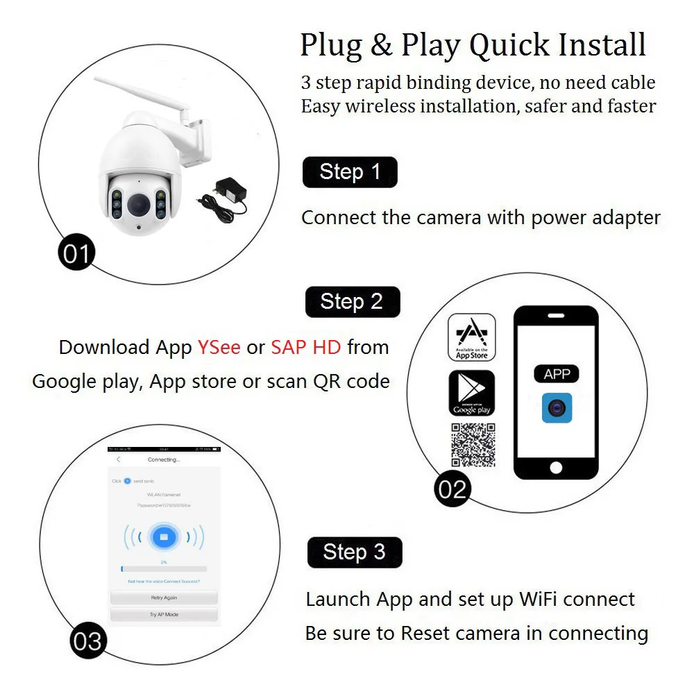Wanscam K64A 16X Zoom 1080P HD Беспроводная PTZ Wi Fi IP камера P2P датчик движения автоматическое