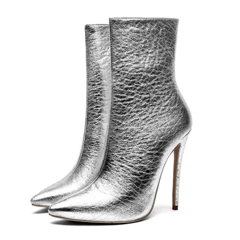 

Leather Patent Ankle Boots Women Metal Belt Buckle Waterproof Platform Boots 2019 Autumn Back Zipper Punk Motorcycle Boots Women