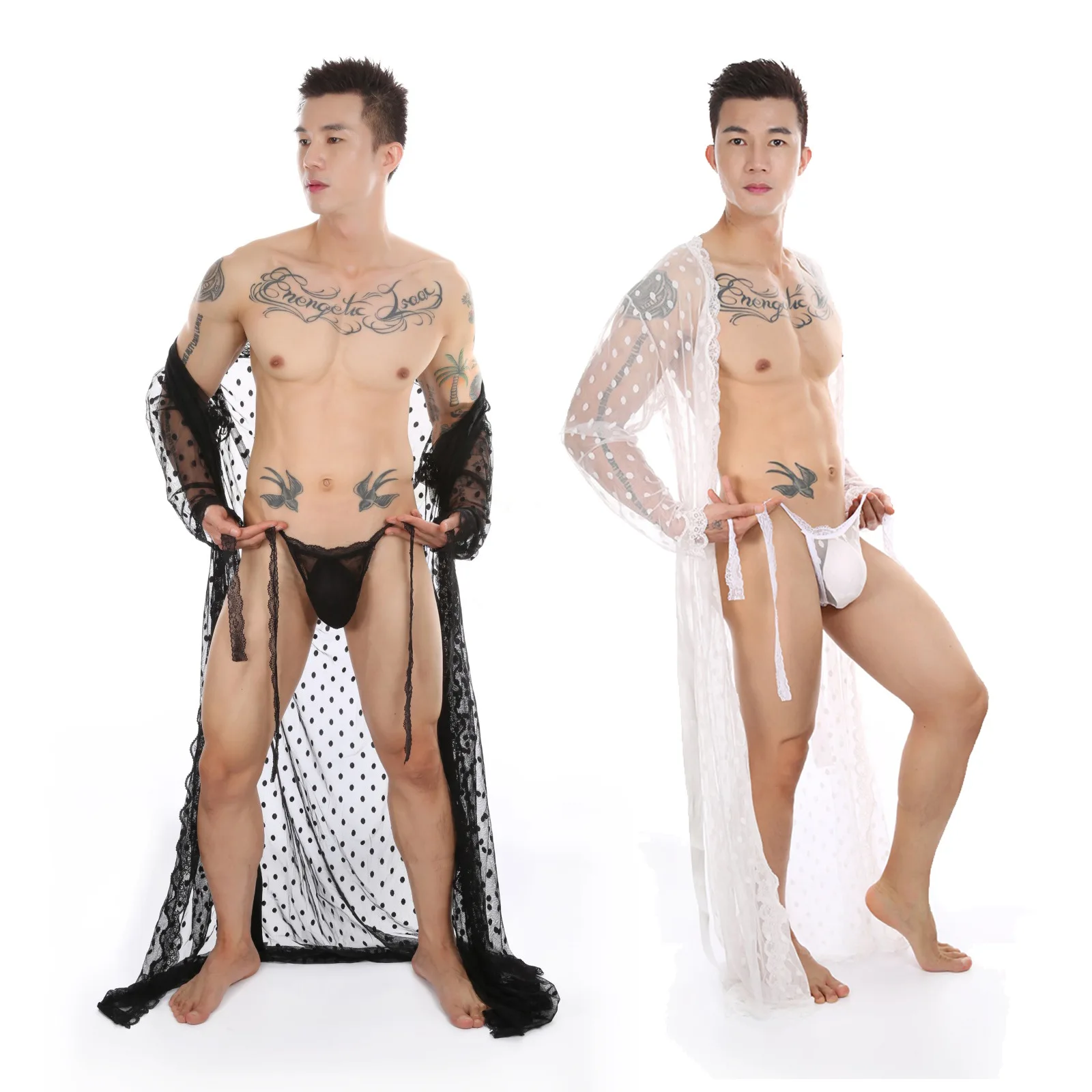 sexy underwear women s tight one piece suit dead reservoir water temptation sexy suit Two-piece suit Men's Japanese-Style Long Sexy Lace Bathrobe Transparent Kimono Slit T-Back Suit See-through Underwear