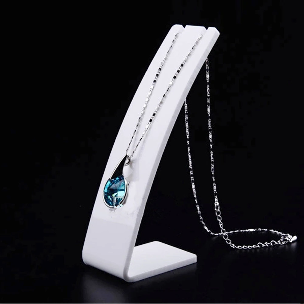 

White Acrylic Necklace Jewellry Display Stand Holder Earring Pendant Exhibition Shelf 3Sizes Jewellery Storage Showcase