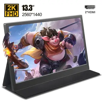 

2K 13.3 inch IPS portable monitor PC HDMI gamer for Xbox PS3 PS4 TV box computer desktop laptop gaming monitor with smart case