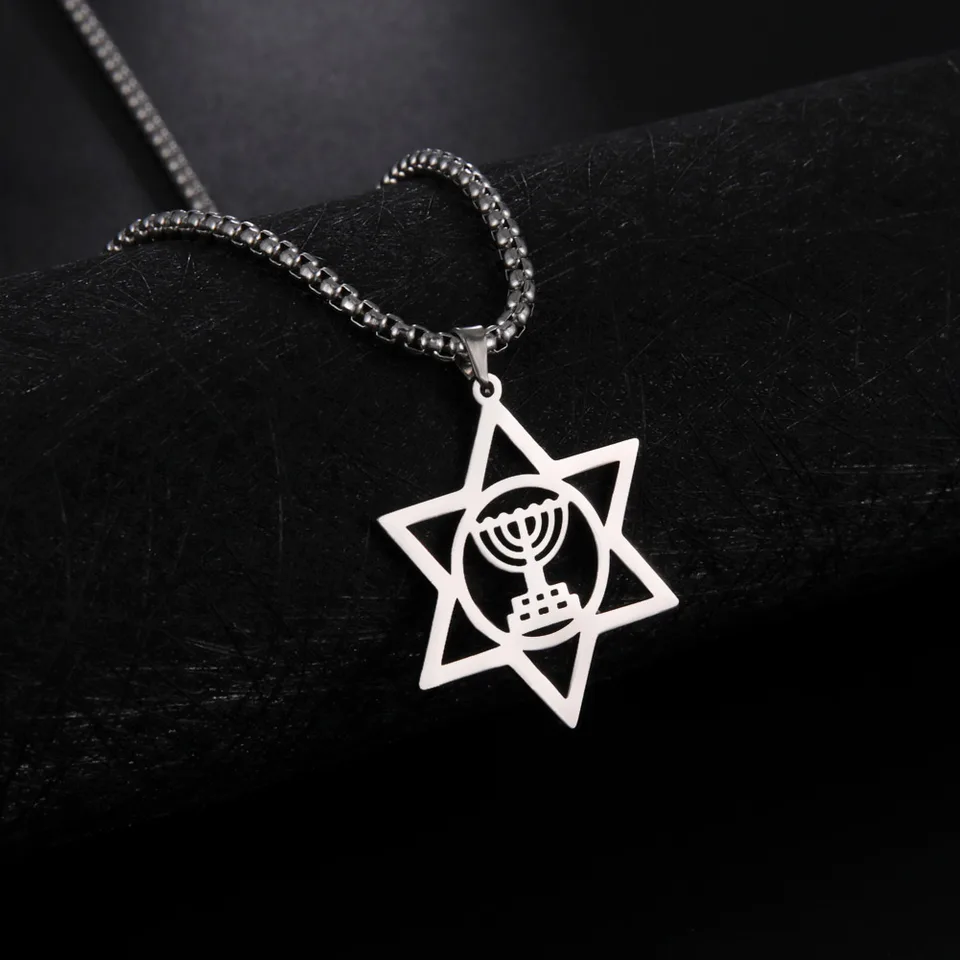 Collana Con Stella Di David In Acciaio Inox, Ciondolo Esagonale, Gioiello Religioso Per Uomo E Donna