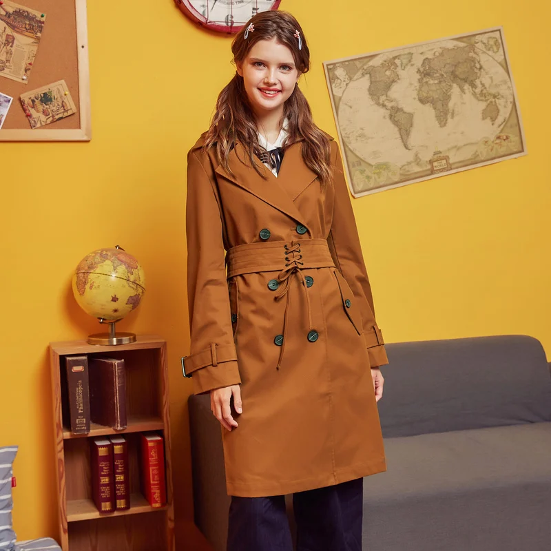 

Metersbonwe 2019 Fashion Long Trench Female Windbreaker Classic Trench Women Autumn Casual Trench Office Lady Coat Outwear