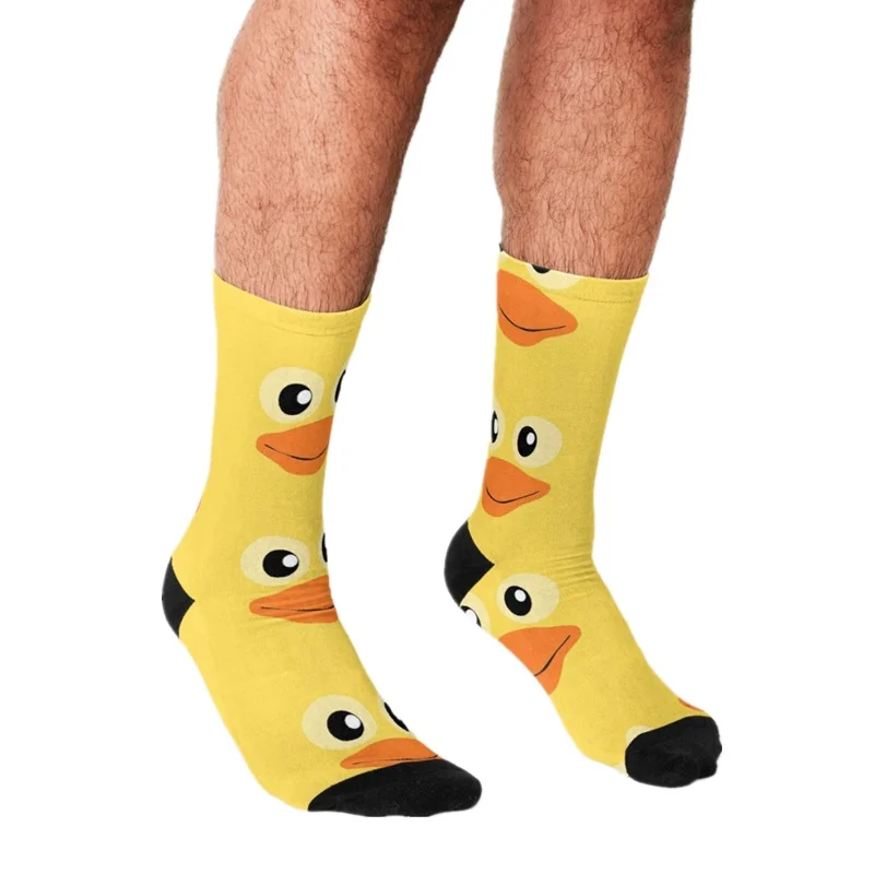 

Носки мужские резиновые с принтом утки, смешные повседневные сумасшедшие с вышивкой, в стиле Харадзюку, в стиле хип-хоп