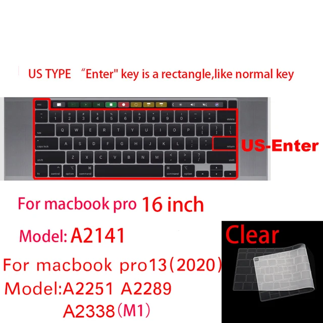 Keyboard cover for Apple Macbook pro13/16/15 Air13 inch All series Laptop silicone Case Transparent Clear Protecter film EU/US L