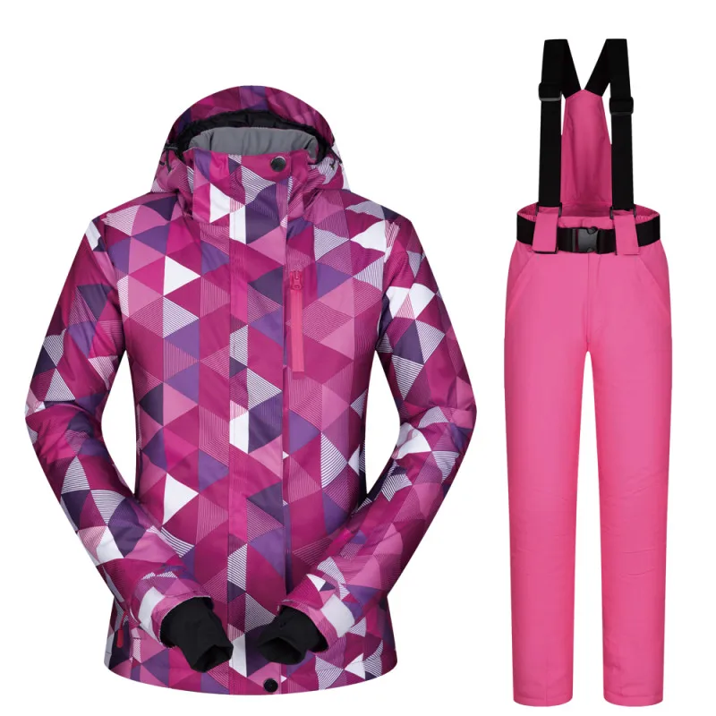 Зимний лыжный костюм для женщин, Высококачественная Лыжная куртка+ брюки, теплые лыжные брюки для сноуборда, мужские лыжные термо пальто для спорта на открытом воздухе - Цвет: Коричневый