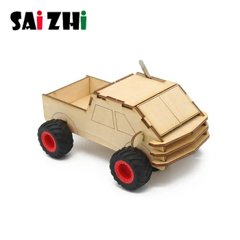 

Saizhi DIY Wooden Mechanical Obstacle Avoidance Car Educational Toy Scientific Educational Kit For Kids Children Gift Presents