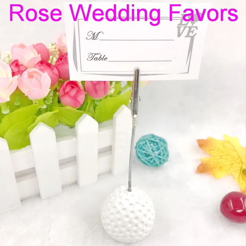 

FREE SHIPPING(30pcs/Lot)+White Golf Ball Design Wedding Place Card Holder Name Card Holders Party Decoration Favors