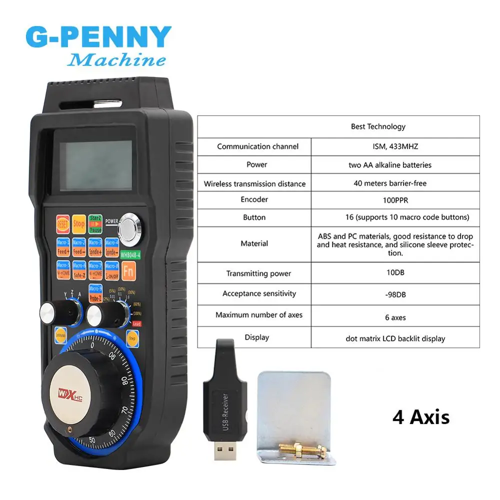 Pendan MPG CNC USB MACH3 беспроводной Маховик 4 оси маховик Ручной USB приемник 40 измеритель дальности передачи