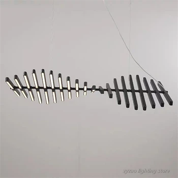 

Nordic Living Room Office Led Pendant Lights Creative Fish Bone Shape Designer Pendant Lamps Restaurant Hanging Lights Fixtures