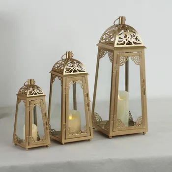 

Windproof Luxury Outdoor Candle Holders Glass Minimalist Nordic Gold Candle Holder Modern Kaarsenhouder Home Decor KK60ZT