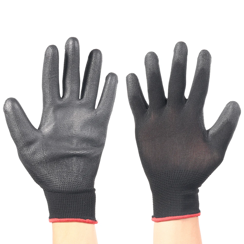12 Pairs S/M/L Nylon PU Sicherheit Arbeits Handschuhe Builders Grip für Palm Beschichtung Handschuhe Schreiner Wartung arbeiter Liefert – Detail 14