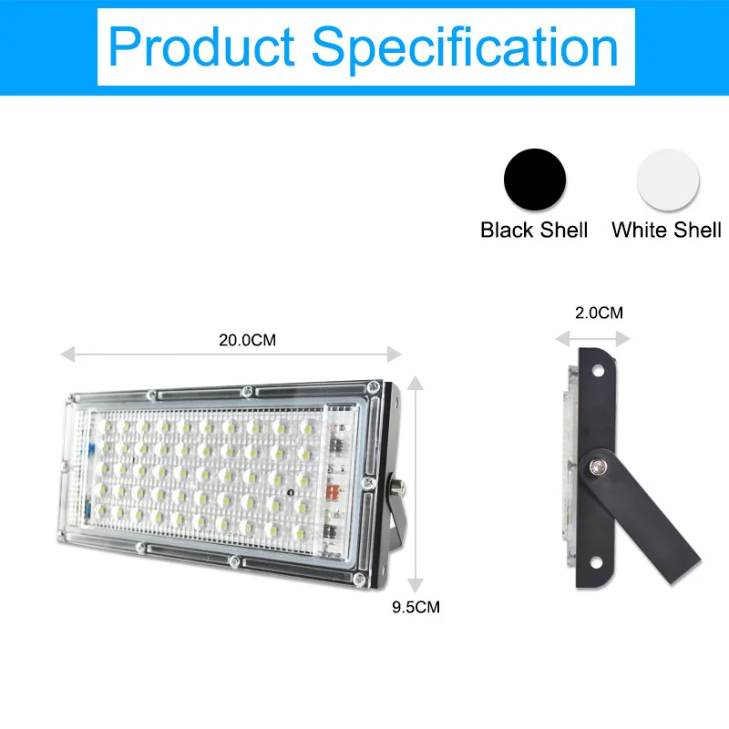 Светодиодный светильник для улицы 50 Вт 20 Вт 10 Вт Светодиодный прожектор настенный светильник IP65 Водонепроницаемый садовый 220 В RGB светильник квадратный светодиодный светильник Точечный светильник
