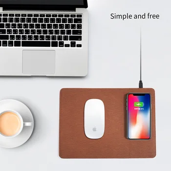 

Mouse Mat Universal USB Wireless Charging Mouse Pad PU Luxury Anti Scratch Fast Charging Qi Charger For Samsung Galaxy, Apple