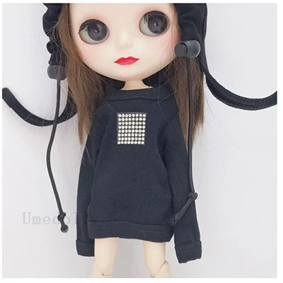 1 шт. Обычная кукла толстовки для Blyth, 1/6 BJD, Azone, OB24, OB27 аксессуары для кукол - Цвет: Black